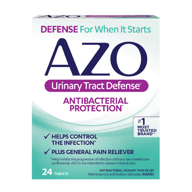 AZO Urinary Tract Defense Antibacterial Protection, #1 Most Trusted Urinary Health Brand, 24 Tablets