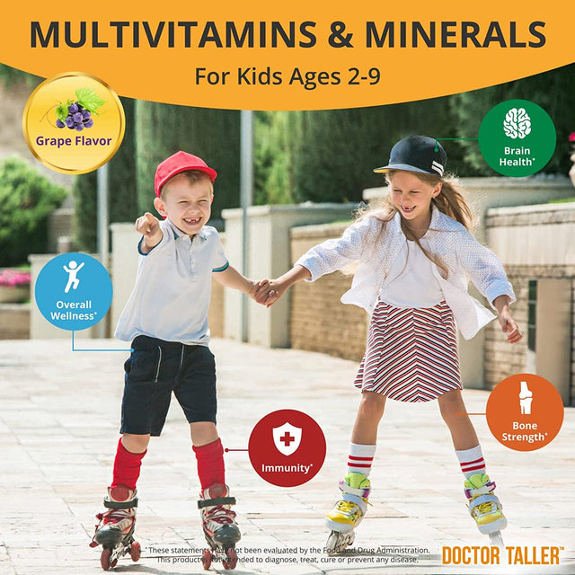 Doctor Taller Kids by Nubest, Help Kids Grow and Develop Healthily with Multivitamins and Multi-Minerals , for Kids Ages 2 to 9, Grape Flavor, 90 Vegan Chewable Tablets