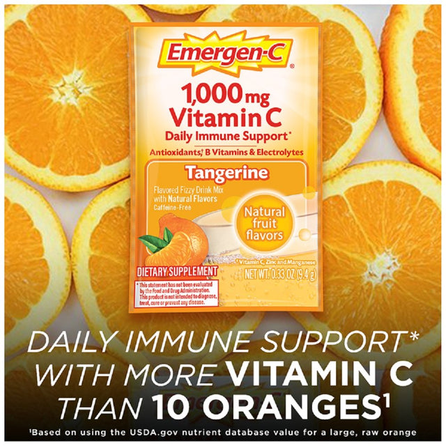 Emergen-C Daily Immune Support Vitamin C Supplement Powder, Tangerine, 10 Ct