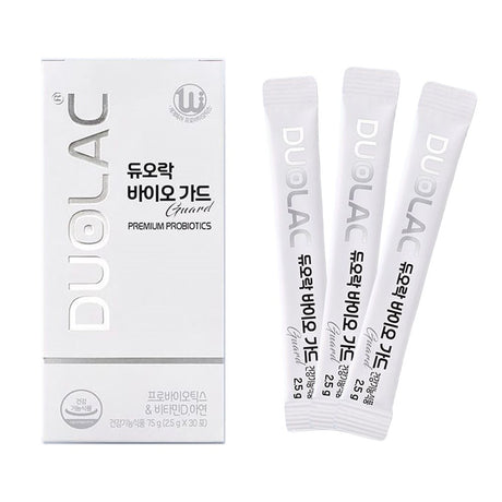 Duolac Bio Guard Prebiotics & Probiotics Supplement Powder Sticks, Guaranteed 5 Billion CFU with Patented Dual Coating to Reach the Gut Alive for Immune & Digestive Support, Gut Health, 30 Sticks