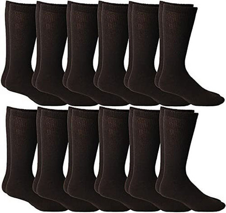 Yacht & Smith 12 Pack of Diabetic Nephropathy and Edema Crew Socks for Men Ring Spun Cotton Size 10-13