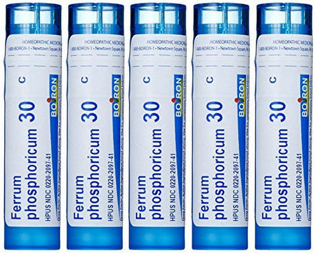 Boiron Ferrum Phosphoricum 30C, Homeopathic Medicine for Fever (Pack of 5)