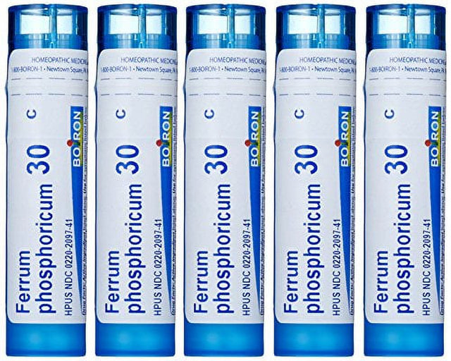 Boiron Ferrum Phosphoricum 30C, Homeopathic Medicine for Fever (Pack of 5)