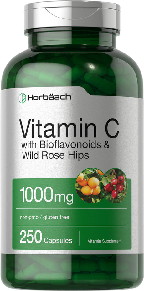 Vitamin C 1000Mg | 250 Capsules | with Bioflavonoids & Rose Hips | by Horbaach