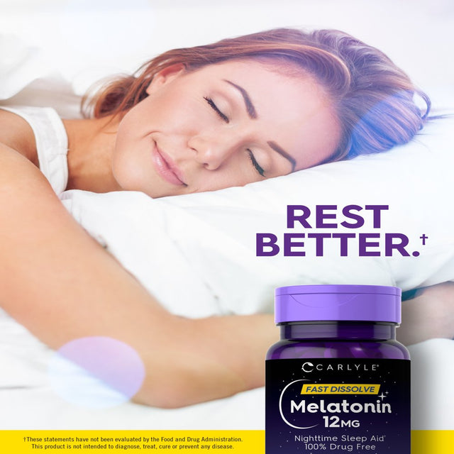 Carlyle Melatonin 12 Mg 180 Tablets | Natural Berry Flavor | Vegetarian