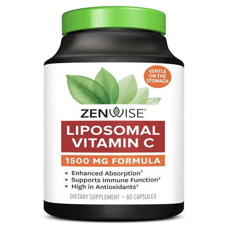 Zenwise Vitamin C Liposomal Ascorbic Acid – 1450 MG of Organic Highly Bio Available Vitamin C for Immune Health, Natural Energy Boost, and Skin Care Support