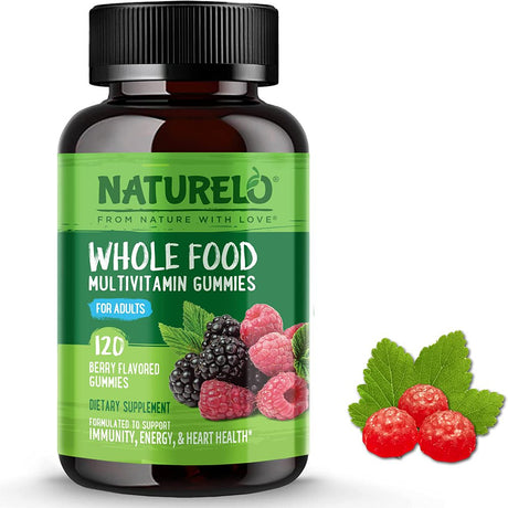 NATURELO Whole Food Vitamin Gummies for Adults - Chewable Gummy Multivitamin for Men & Women - 120 Vegan Gummies (Packaging May Vary)