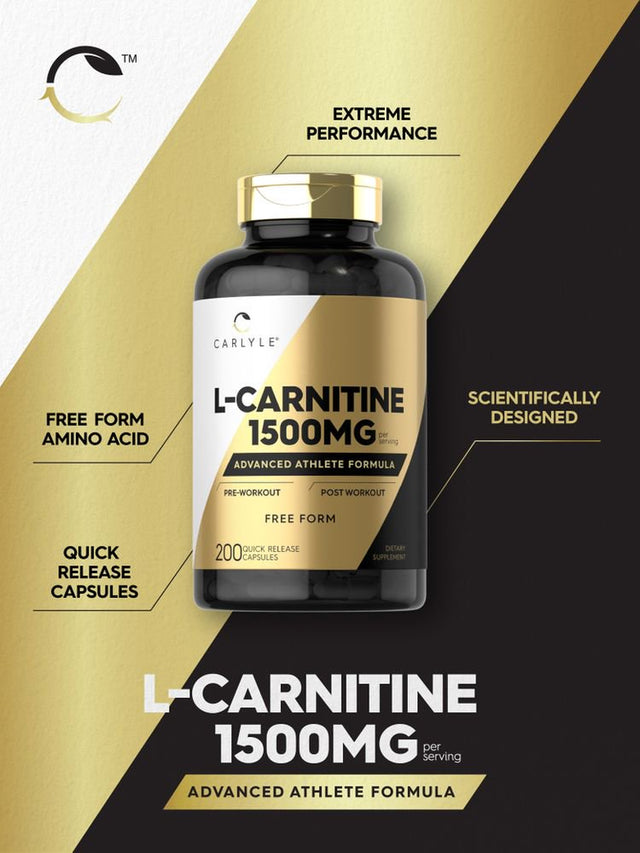 L Carnitine 1500Mg | 200 Capsules | Advanced Athlete Formula | by Carlyle