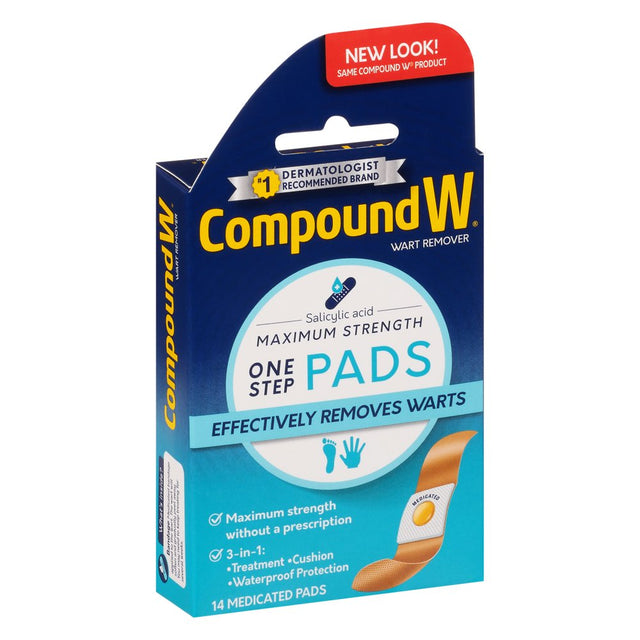 Compound W Maximum Strength One Step Wart Remover Pads, 14 Count