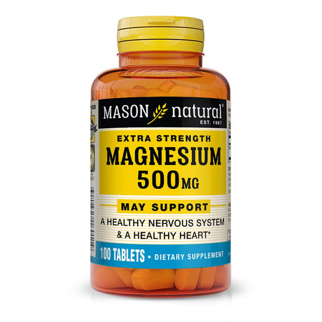 Mason Natural Magnesium 500 Mg Extra Strength - Healthy Heart and Nervous System, 100 Tablets