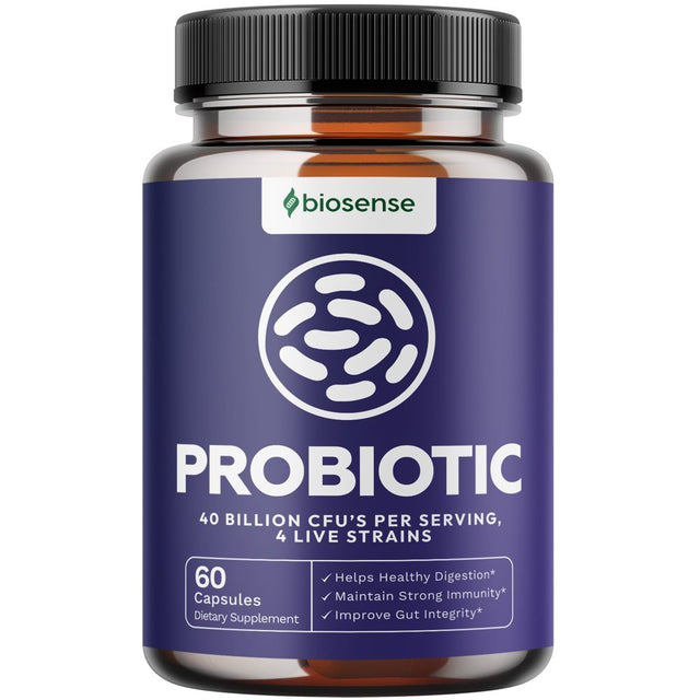 Bio Sense Probiotics Supplement for Men and Women Natural Digestion Support 40 Billion Cfus per Serving of Live Probiotics Lactobacillus Acidophilus Support Weight Loss Strengthen Immunity 60 Capsules