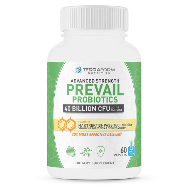 Prevail Digestive Probiotics – 40 Billion CFU, Patented Stomach Protection & Deliverability - Immunity & Gut Health – Shelf Stable with Potency Guarantee to Expiration