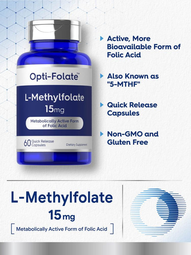 L Methylfolate 15Mg | 60 Capsules | Methyl Folate 5-MTHF | by Opti-Folate