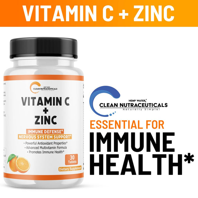 Vitamin C Zinc Immune Support Tablets for Adults Kids (Infused W/ 25 Healthy Vitamins) - Zinc Tablets Immune System Booster, Immunity Defense, High Absorption - Non GMO, No Gluten (2 Bottles)