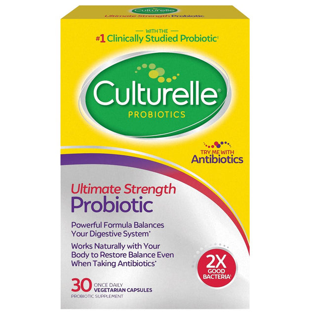 Culturelle Ultimate Strength Probiotic Capsules for Digestive Health for Men and Women, 30 Count