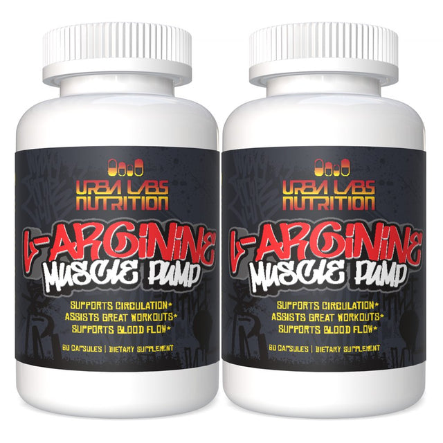 Urbalabs 2 Pack Extra Strength L Arginine Capsules Nitric Oxide Supplement for Stamina, Muscle, Vascularity & Energy Pre & Post Workout Muscle Pump Nitric Oxide Complex