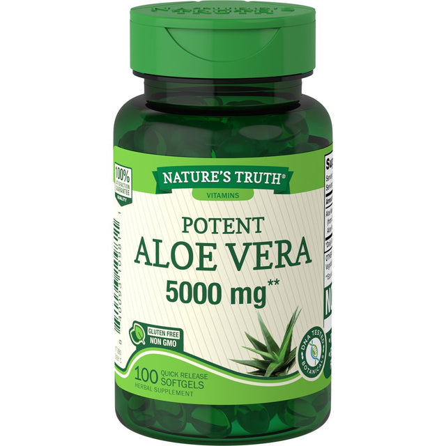 Aloe Vera Gel Capsules | 5000Mg | 100 Softgels | Non-Gmo, Gluten Free Supplement | by Nature'S Truth