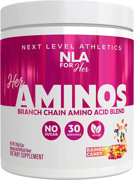 NLA for Her - Her Aminos - (Rainbow Candy- 30 Servings) - Comprehensive BCAA Amino Acid Blend - Supports Endurance, Helps Build Lean Muscle, Improve Hydration & Enhance Recovery, Vegan, GF, 10 Cals