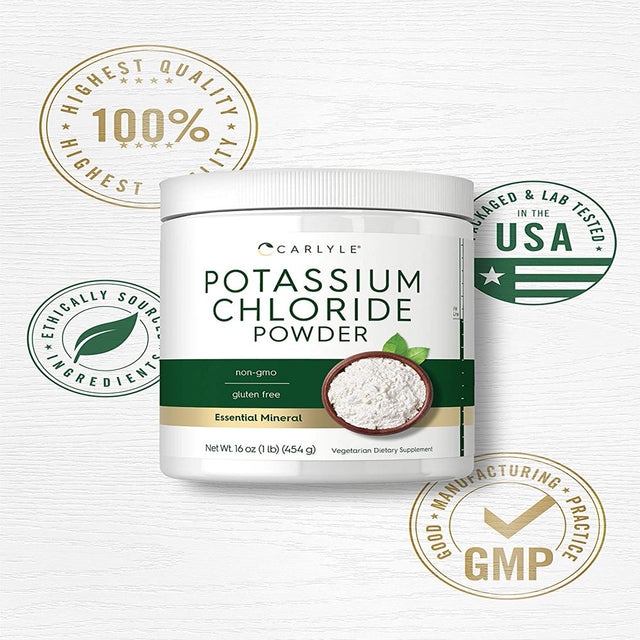 Potassium Chloride Powder | 16 Oz | Food Grade | Vegan Formula | by Carlyle