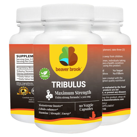 Beaver Brook High Potency Testosterone Tribulus Terrestris and Tongka Ali Extract, Non-Gmo, Gluten Free - 90 Capsules