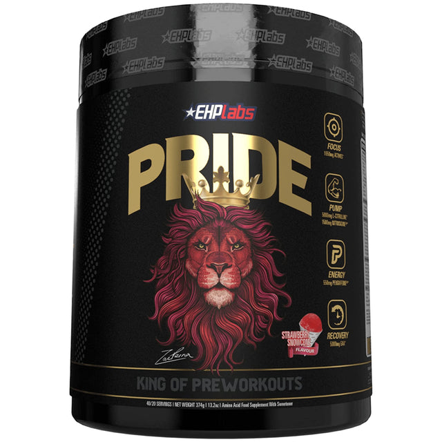 EHP Labs Pride Pre Workout Supplement Powder - Full Strength Pre-Workout Energy Supplement, Sharp Focus, Epic Pumps & Faster Recovery - Strawberry Snowcone (40 Servings)