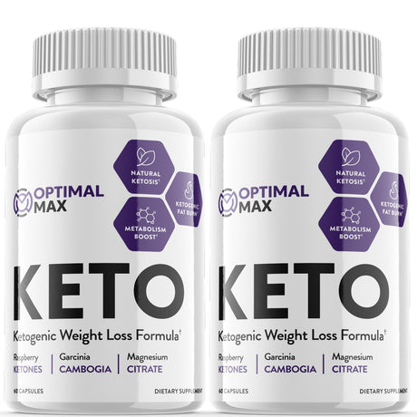 Optimal Max Keto - Ketogenic Weight Loss Formula - Energy & Focus Boosting Dietary Supplements for Weight Management & Metabolism - Advanced Fat Burn Ketones Pills - 120 Capsules (2 Pack)