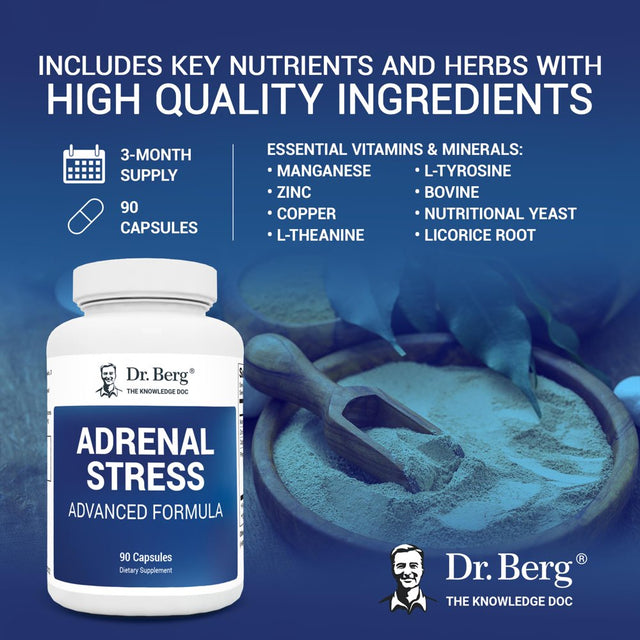 Dr. Berg Adrenal Stress Advanced Formula with Ashwagandha Extract, 90 Capsules