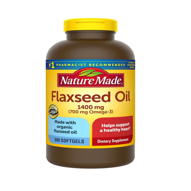 Nature Made Organic Flaxseed Oil 1400Mg Omega-3-6-9, 300 Liquid Softgels