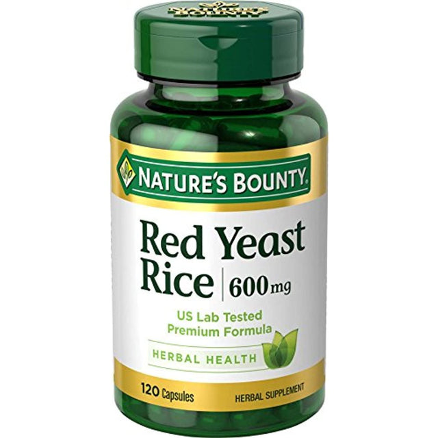 Natures Bounty Red Yeast Rice Pills and Herbal Health Supplement, Dietary Additive, 600Mg, 120 Capsules