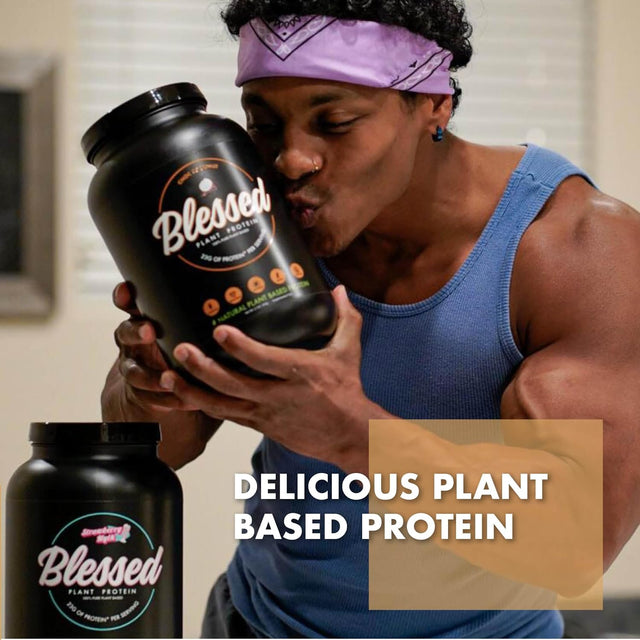 Blessed Vegan Protein Powder - Plant Based Protein Shake Meal Replacement Powder - 23G of Pea Protein Powder for Women & Men, Non-Dairy, Gluten Free, No Sugar Added, 30 Servings (Salted Caramel)