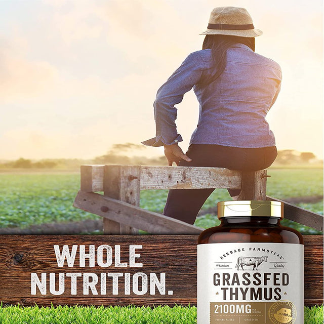 Grass Fed Beef Thymus | 2100Mg | 200 Capsules | by Herbage Farmstead