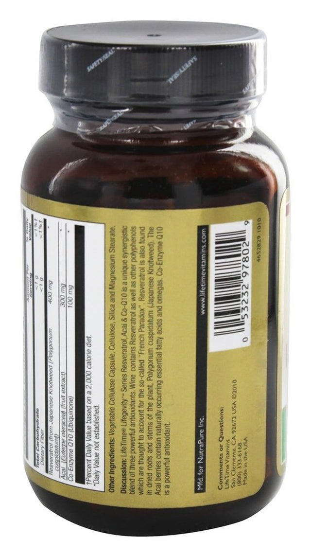 Lifetime Vitamins - Resveratrol Acai & Co-Q10 - 60 Vegetarian Capsules