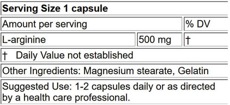 Lifelink'S L-Arginine | 500 Mg X 100 Capsules | Nitric Oxide Precursor | Gluten Free & Non-Gmo | Made in the USA