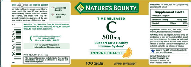 Nature'S Bounty Vitamin C Supplement 500Mg Supports Immune Health, 100Ct