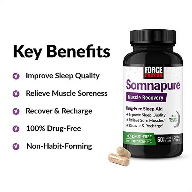 Sleep Aid Force Factor Somnapure Muscle Recovery, 180 Caps (3-Pack) *EN