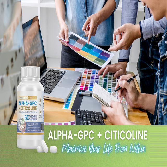 Maximize within Alpha GPC + Citicoline 60 Cap, 1600Mg Concentrated Formula - Supports Memory, Focus, Mood & Energy