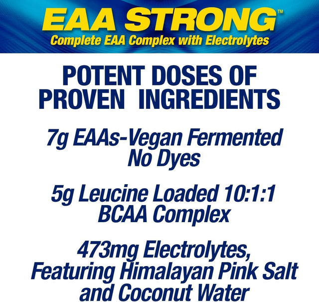 Maximum Human Performance Mhp Eaa Strong, Amino Acid Supplements, All 9 Essential Amino Acids, Bcaas, Electrolytes, Blue Raspberry, 1.2 Pound