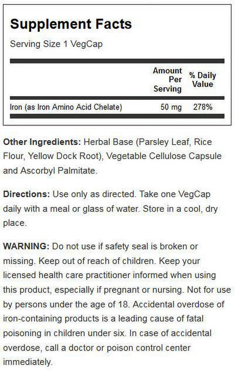 Solaray Iron 50 Mg 60 Veg Caps