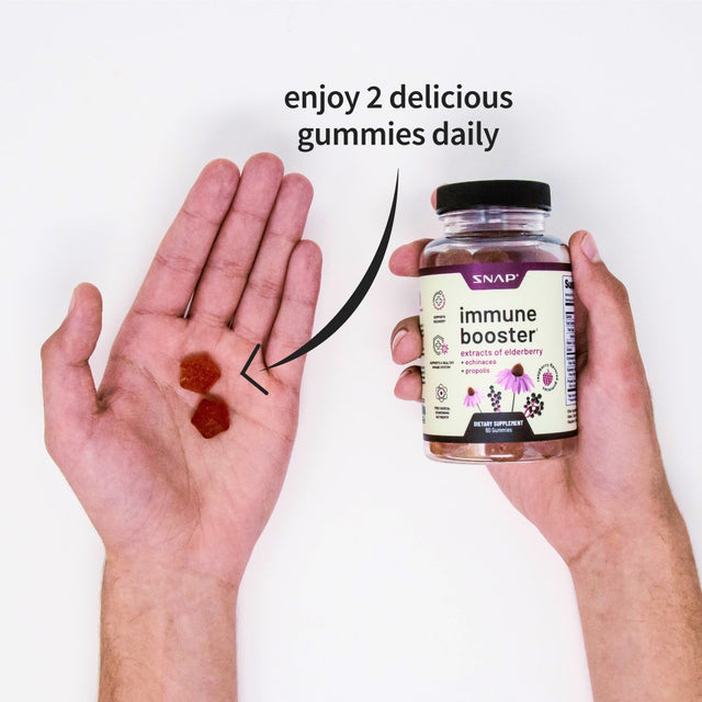 Snap Supplements Elderberry Immune Booster Gummies - Vitamin C, Propolis, Echinacea Extract for Kids & Adults - 60 Gummy