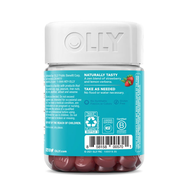 OLLY Goodbye Stress Gummy, GABA, L-Theanine, Lemon Balm, Chamomile, Berry, 42 Ct