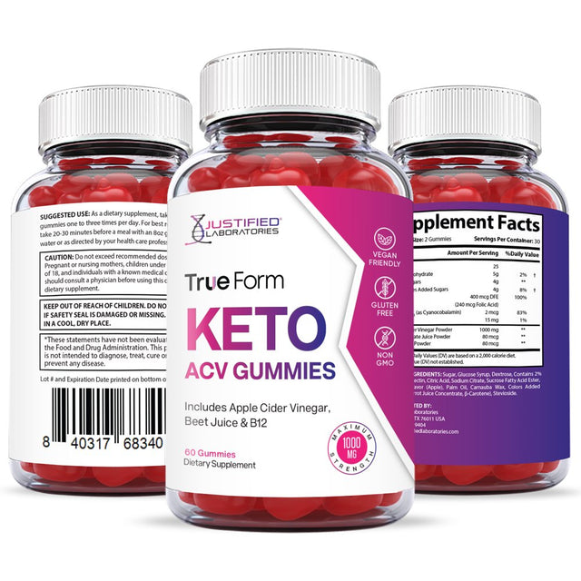 (10 Pack) True Form Keto ACV Gummies 1000MG Dietary Supplement 600 Gummys