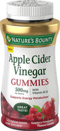 Nature'S Bounty Apple Cider Vinegar Gummies - Energy & Metabolism Supplements - Unfiltered Liquid ACV with the Mother, Non-Gmo, Vegetarian, Vitamin B12, Beet Root, Pomegranate (500 Mg, 120 Count)