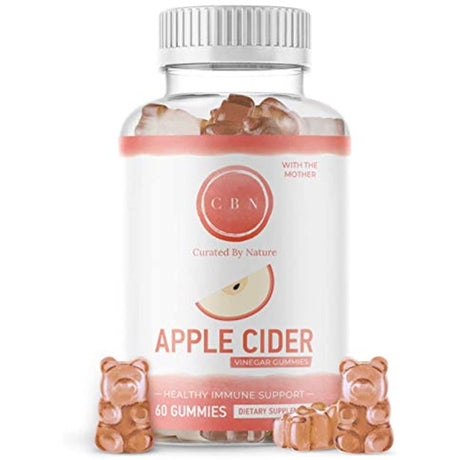 Curated by Nature Apple Cider Vinegar Gummies Extra Strength 500Mg 60 Day Supply – Unfiltered Apple Cider Vinegar with the Mother – Packed with Vitamins B12 and B9 – Organic Immune Support Supplement