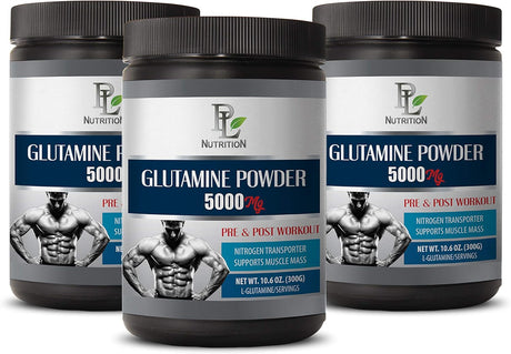 Post Workout Amino Acids - L-GLUTAMINE Powder 5000 MG - PRE & Post Workout - L-Glutamine Supplement - 3 Cans 900 Grams