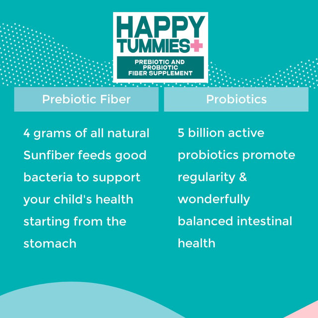 Healthy Heights® Happy Tummies Kids Probiotic and Prebiotic + Sunfiber® Dietary Supplement, Fruit Punch, 24 Count