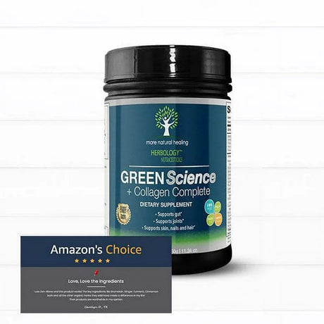 Green Science + Collagen Superfood Green Drink Powder Supplement for Joints and Gut Support Powder Drink - 30 Day Supply