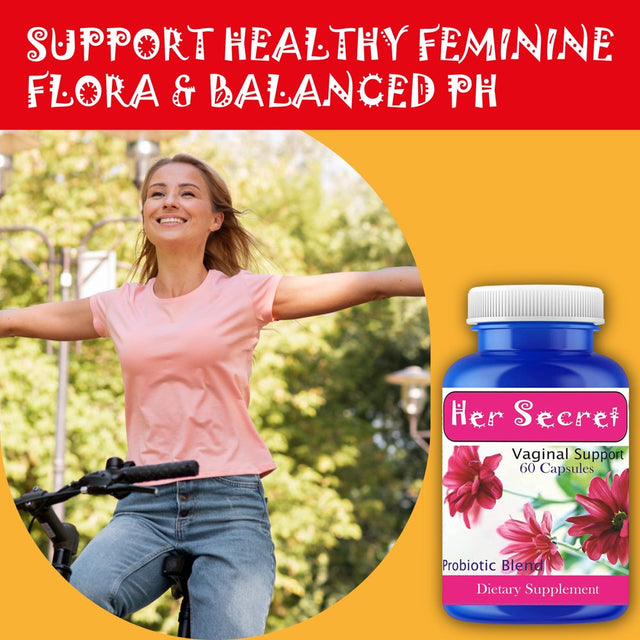 Her Secret Natural Probiotics for Women, Vaginal Probiotics – 5 Billion CFU Probiotic Blend – Vegan-Friendly and Non-Gmo – Women Probiotic for Odor Control & Ph Balance 60 Count