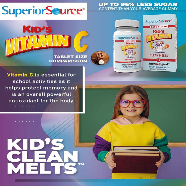 Superior Source Kid'S Vitamin C Clean Melts, Orange, 90 Instant Dissolve Melts