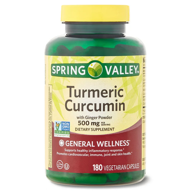 Spring Valley Turmeric Curcumin with Ginger Powder Dietary Supplement, 500 Mg, 180 Count