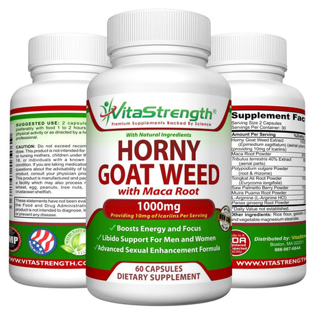 Premium Horny Goat Weed with Natural Herbs for Both Women and Men – Complete Formula of Horny Goat Extract, Maca Root, Ginseng, Saw Palmetto & Tongkat Ali